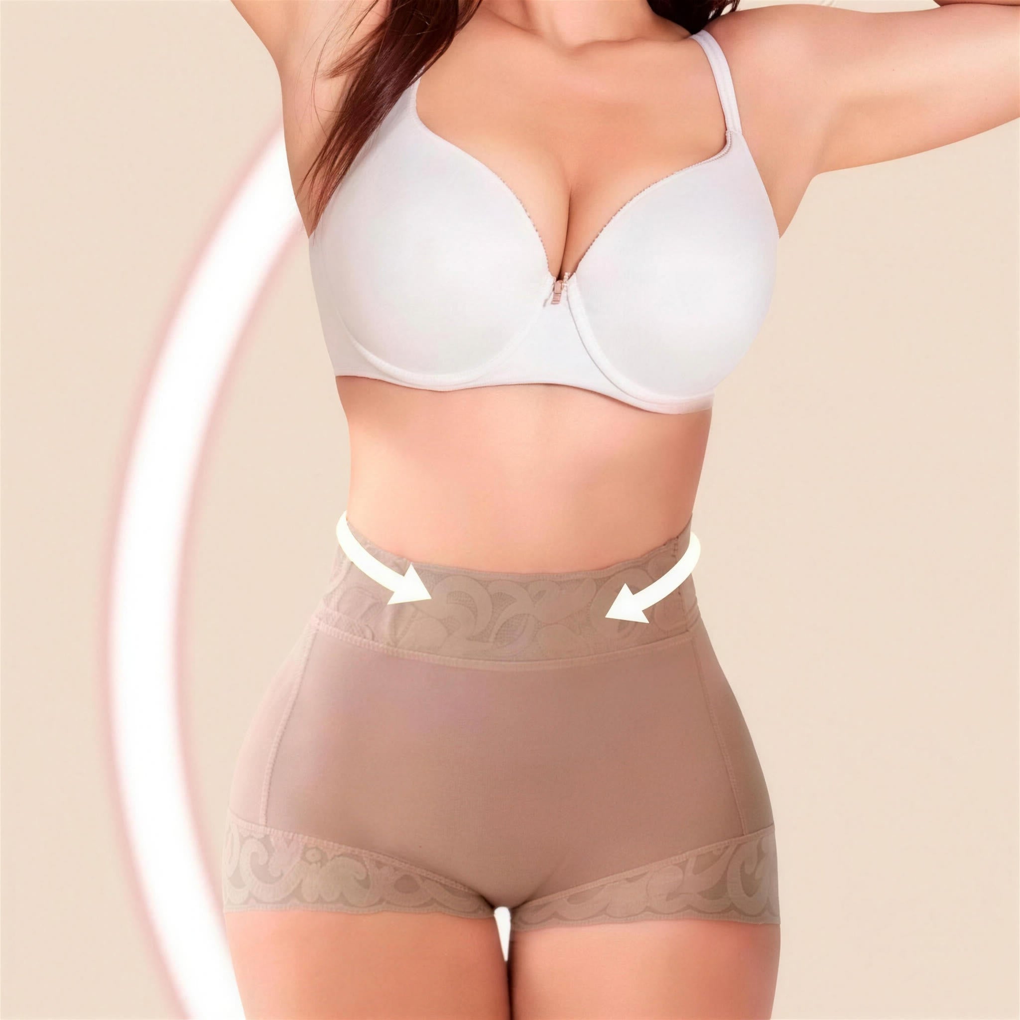 Cintura modelada com calcinha modeladora cós alto nude
