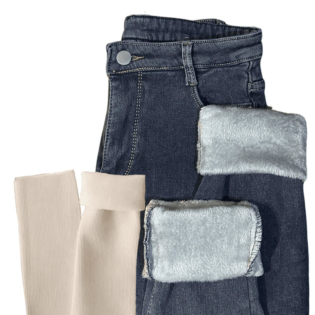 Calça Jeans Peluciada com Elastano + Meia Térmica Grátis - Modazzy