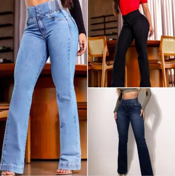 Kit 3 Calça Jeans Flare Modeladora de Cintura Alta + Brindes Exclusivos! - Modazzy
