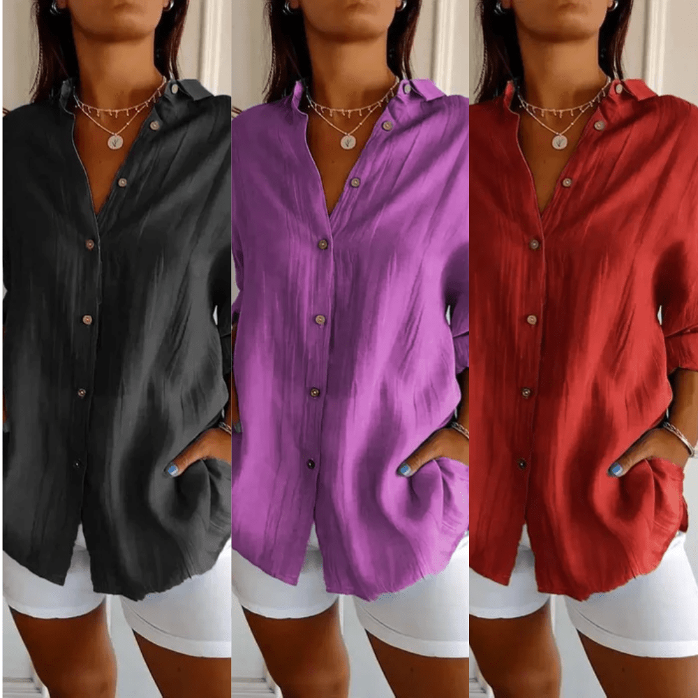 Kit 3 Camisas Ibiza em Linho de Algodão – Design Semi Plissado - Modazzy