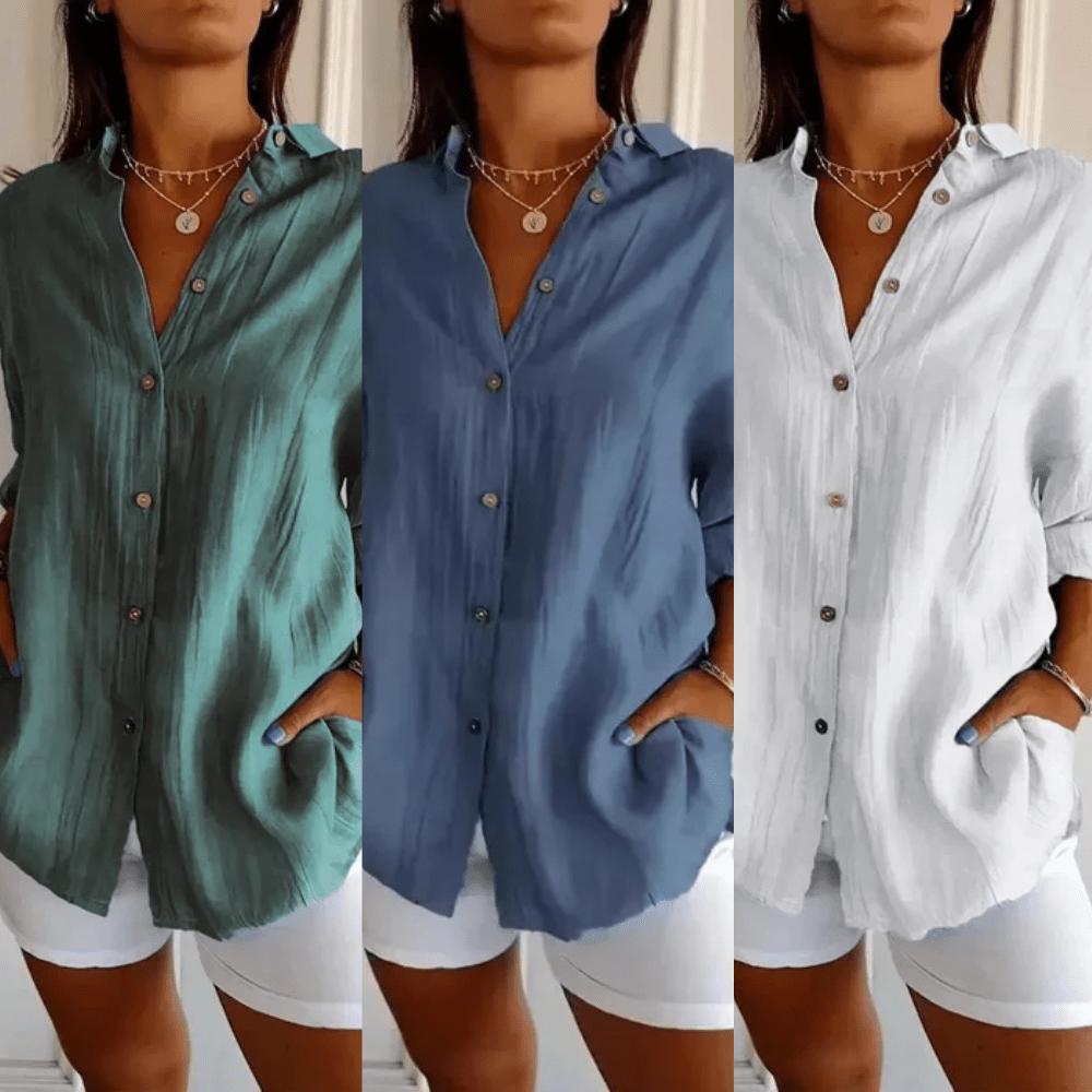 Kit 3 Camisas Ibiza em Linho de Algodão – Design Semi Plissado - Modazzy