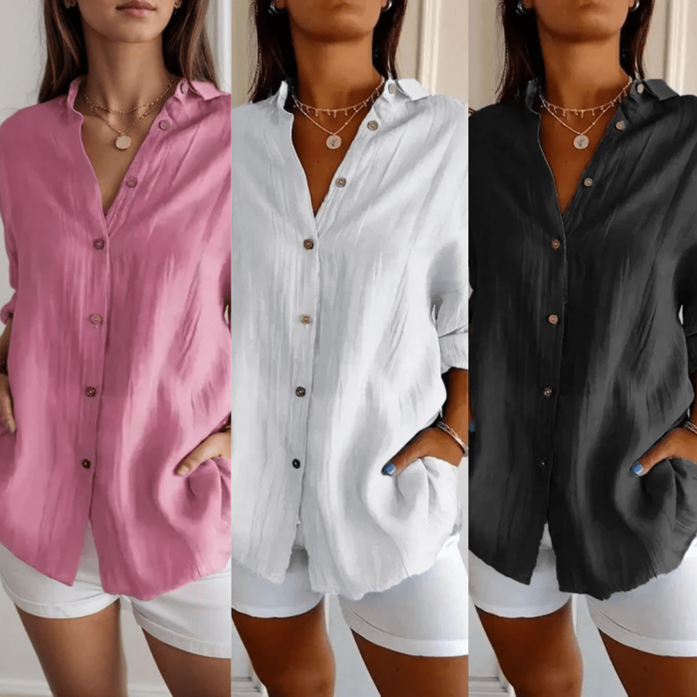 Kit 3 Camisas Ibiza em Linho de Algodão – Design Semi Plissado - Modazzy