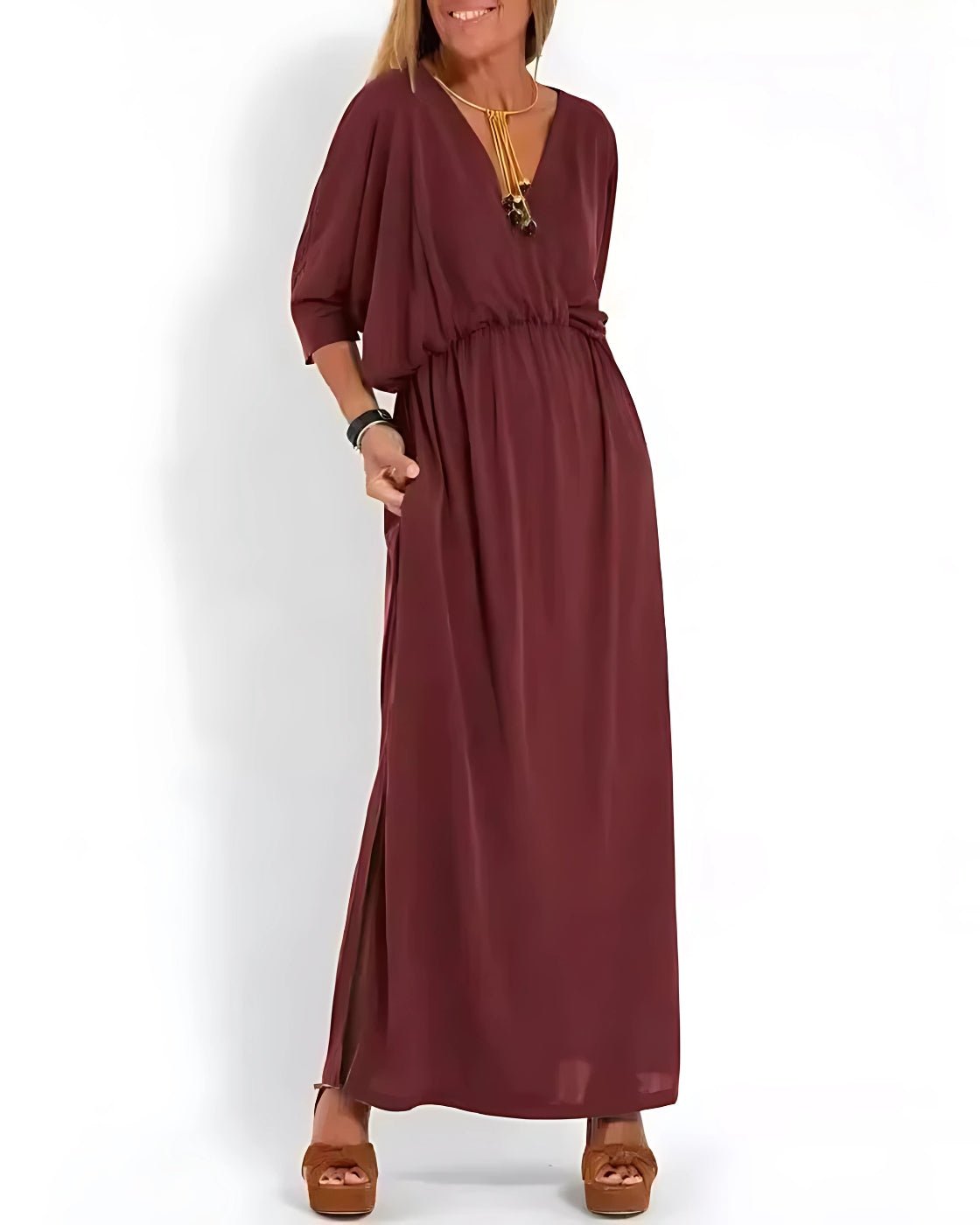 Vestido Ivy - Decote em V | Super Fresco e Solto - Vintage (Primavera 2025) - Modazzy