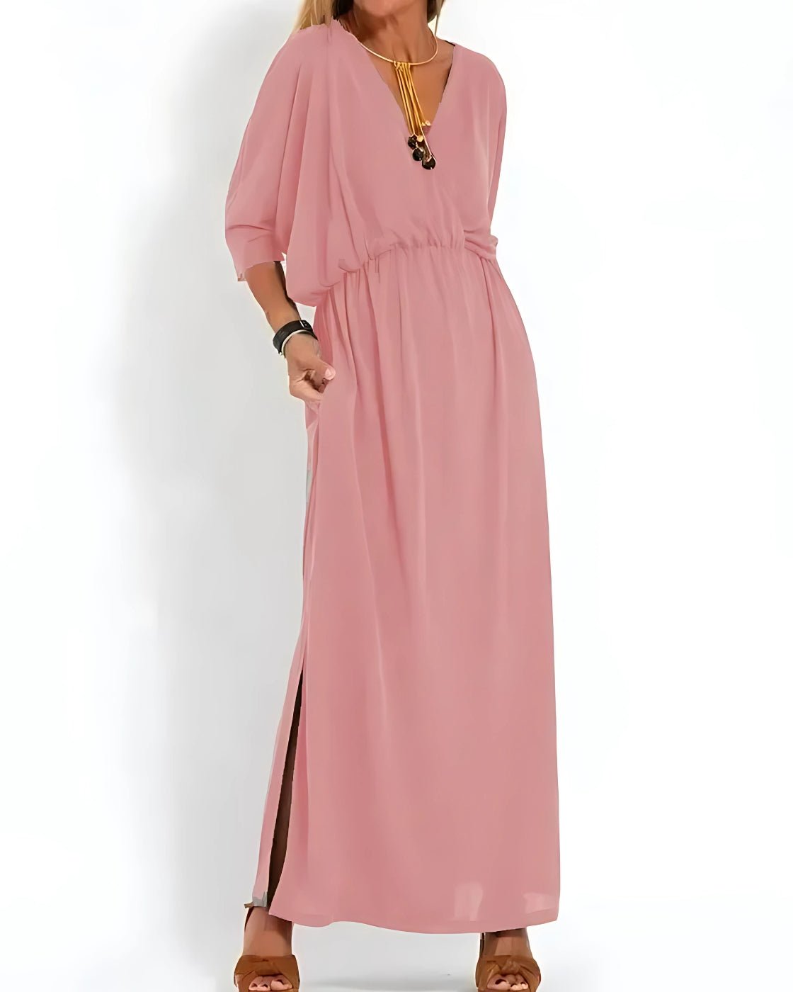 Vestido Ivy - Decote em V | Super Fresco e Solto - Vintage (Primavera 2025) - Modazzy