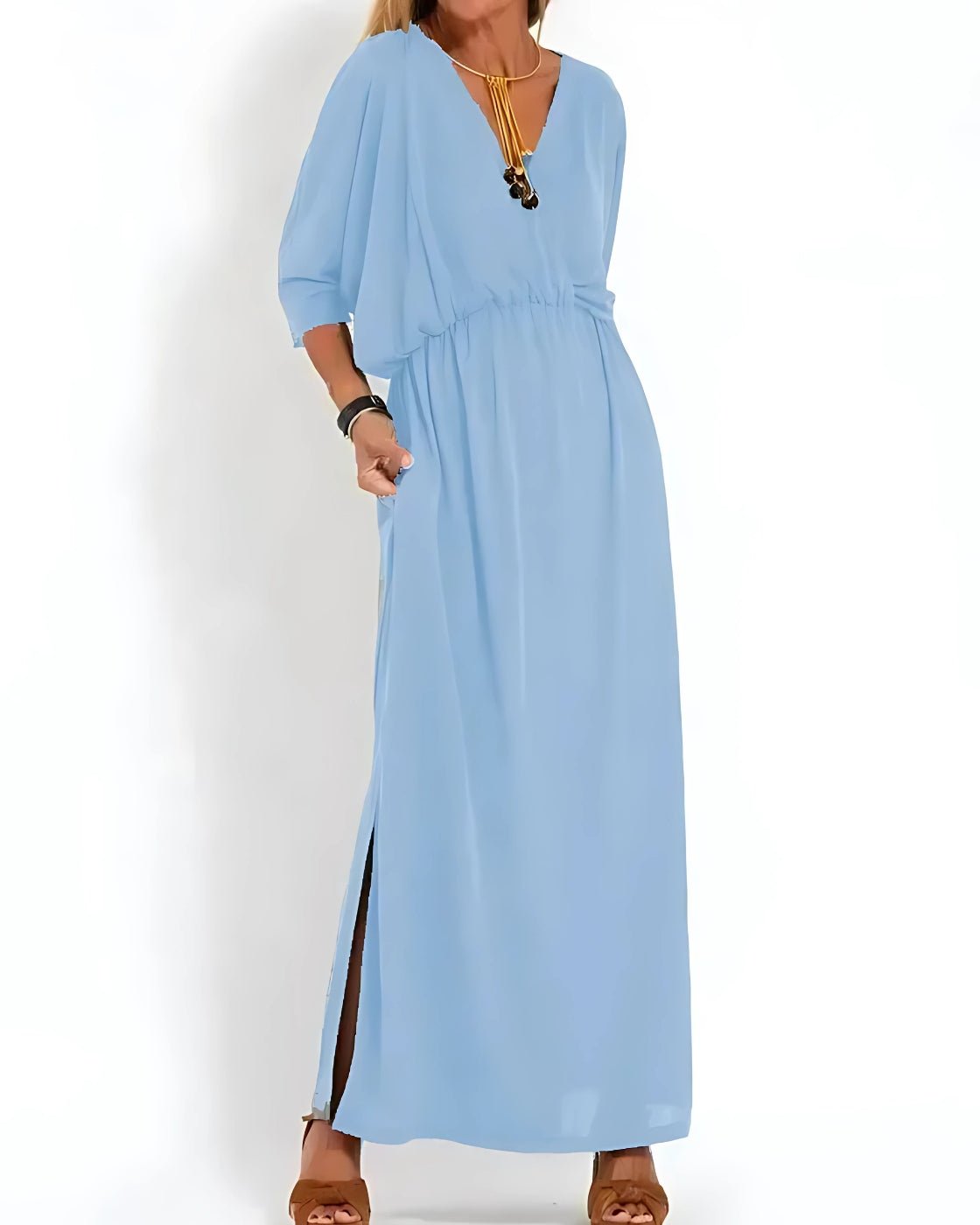 Vestido Ivy - Decote em V | Super Fresco e Solto - Vintage (Primavera 2025) - Modazzy
