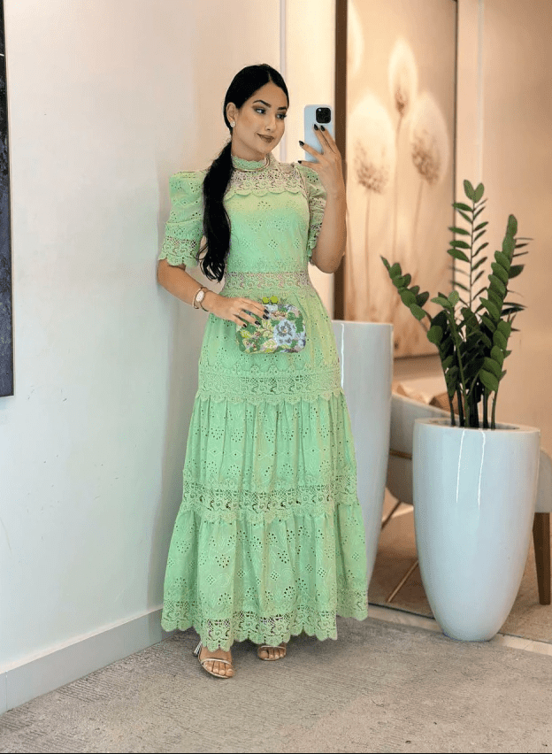 Vestido Laser com Guipir - Modazzy