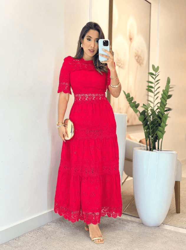 Vestido Laser com Guipir - Modazzy