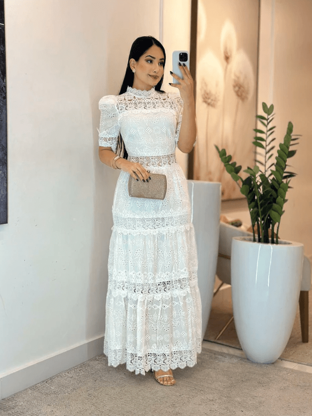 Vestido Laser com Guipir - Modazzy