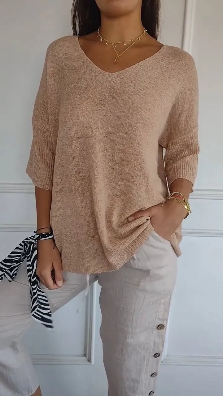 Kit 3 Blusas Luna® em Malha Leve – Decote V - Modazzy