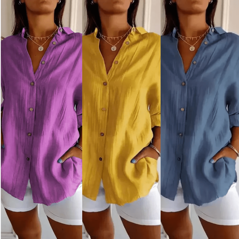 Kit 3 Camisas Ibiza em Linho de Algodão – Design Semi Plissado - Modazzy