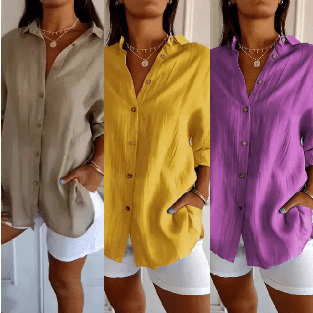 Kit 3 Camisas Ibiza em Linho de Algodão – Design Semi Plissado - Modazzy