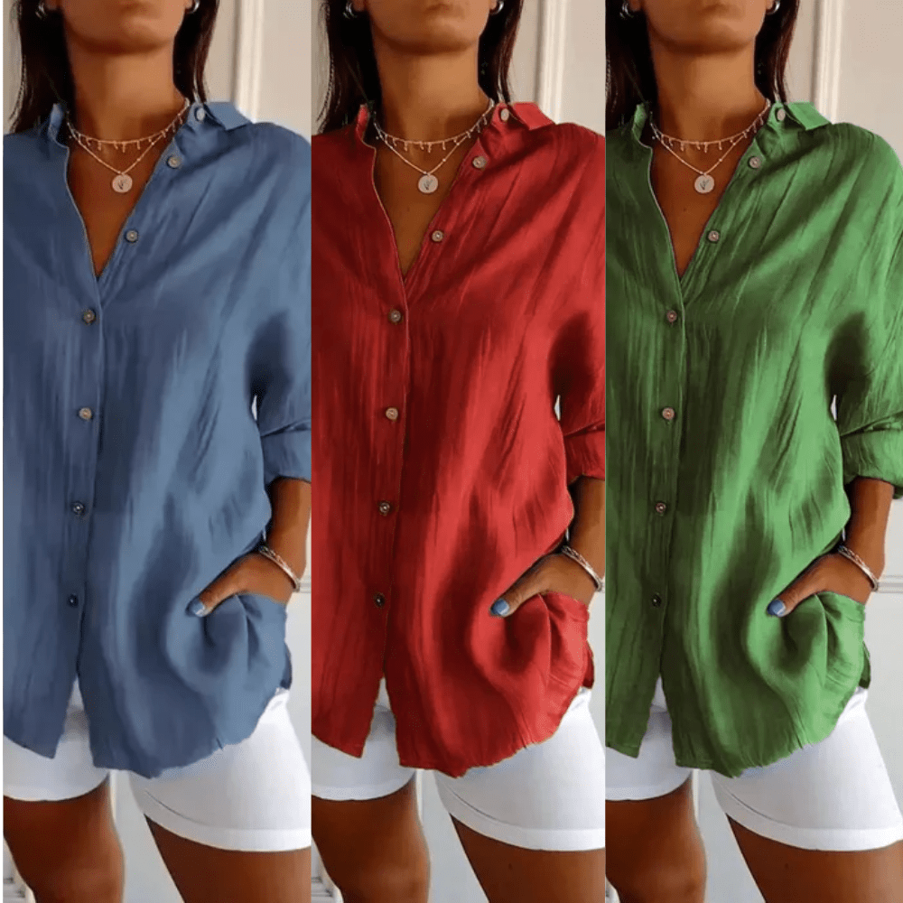Kit 3 Camisas Ibiza em Linho de Algodão – Design Semi Plissado - Modazzy