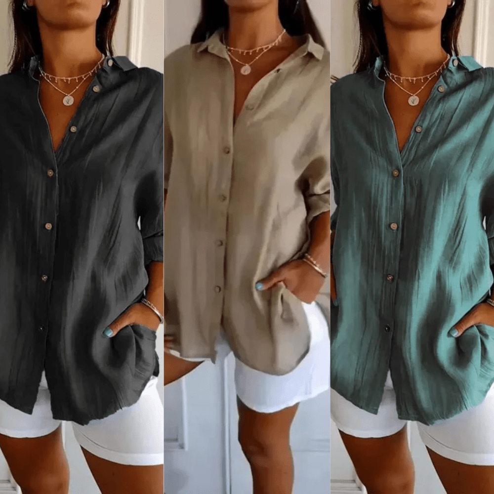 Kit 3 Camisas Ibiza em Linho de Algodão – Design Semi Plissado - Modazzy
