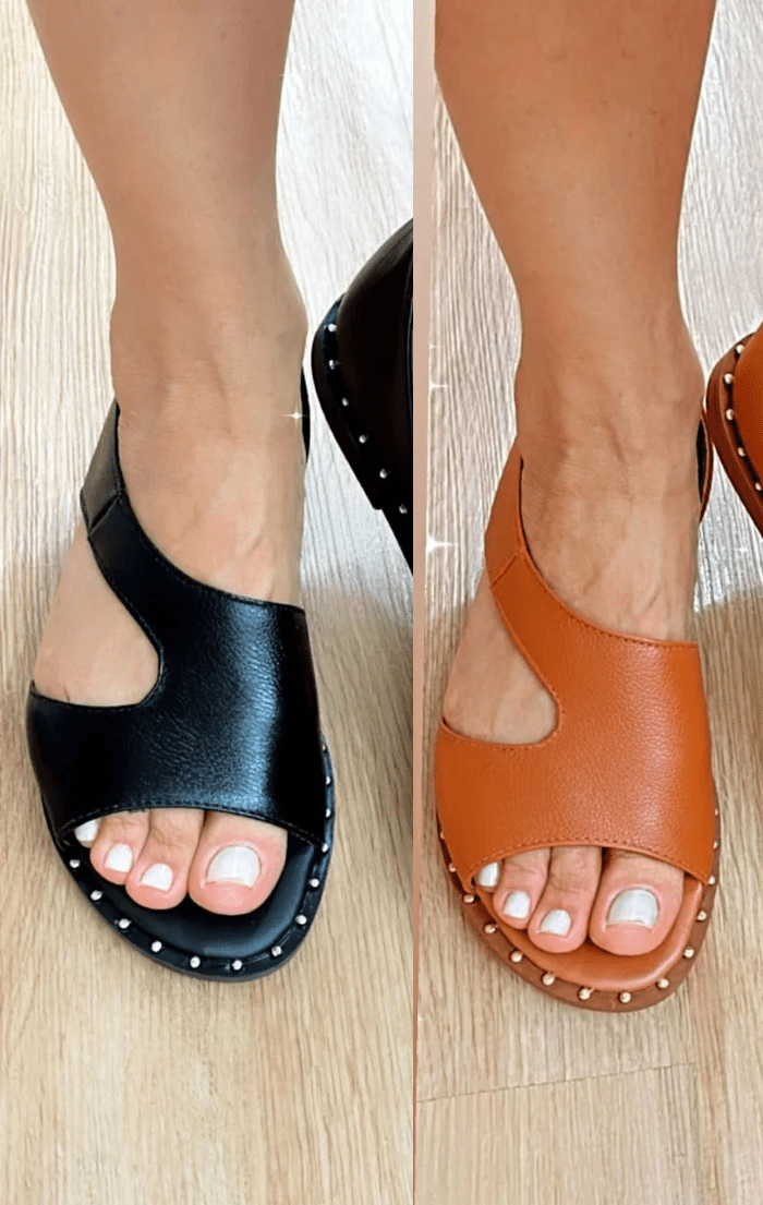 Sandália em Couro Comfort Aurora - Seus Pés nas Nuvens [Compre 1, Leve 2] + Frete Grátis Hoje! - Modazzy