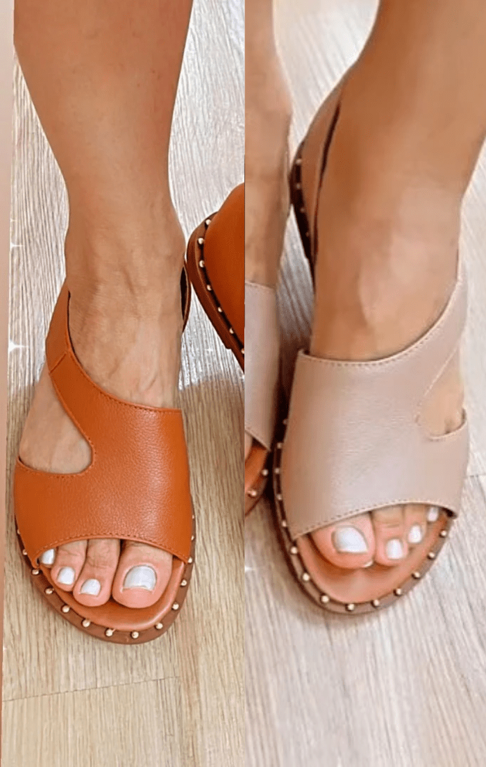 Sandália em Couro Comfort Aurora - Seus Pés nas Nuvens [Compre 1, Leve 2] + Frete Grátis Hoje! - Modazzy