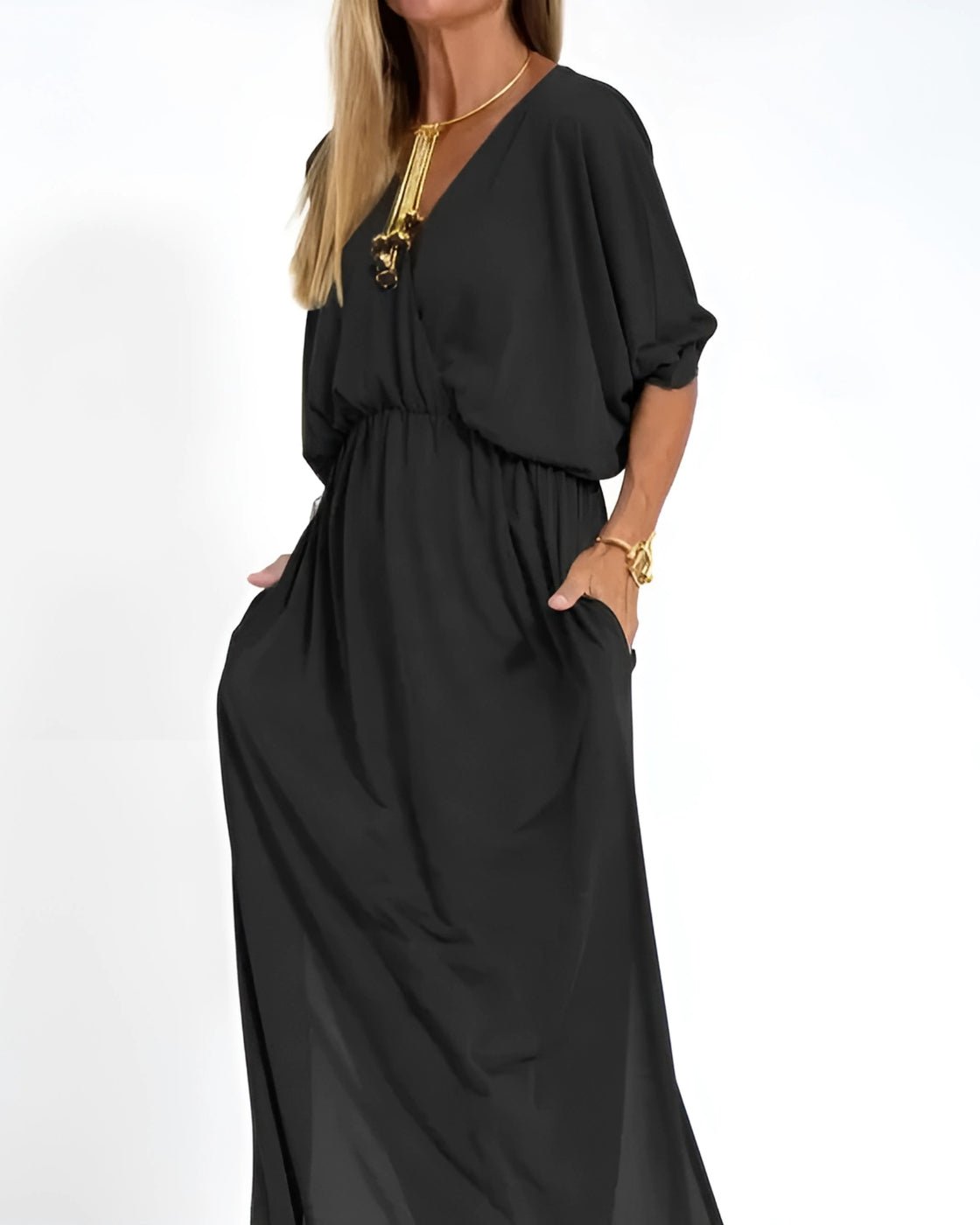 Vestido Ivy - Decote em V | Super Fresco e Solto - Vintage (Primavera 2025) - Modazzy