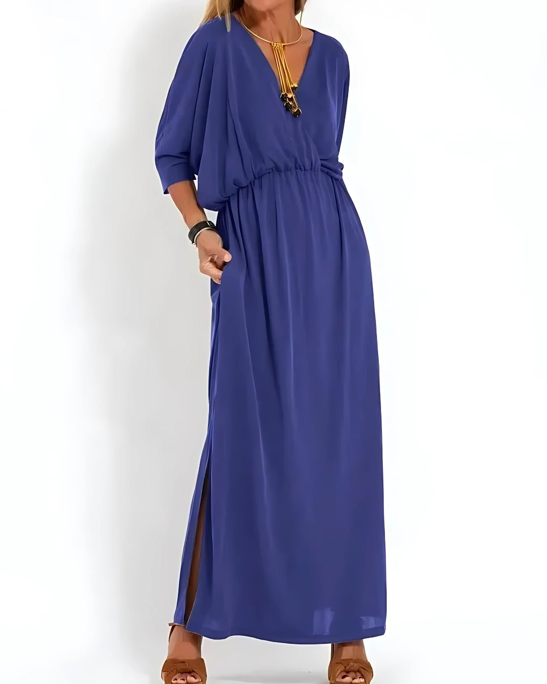 Vestido Ivy - Decote em V | Super Fresco e Solto - Vintage (Primavera 2025) - Modazzy