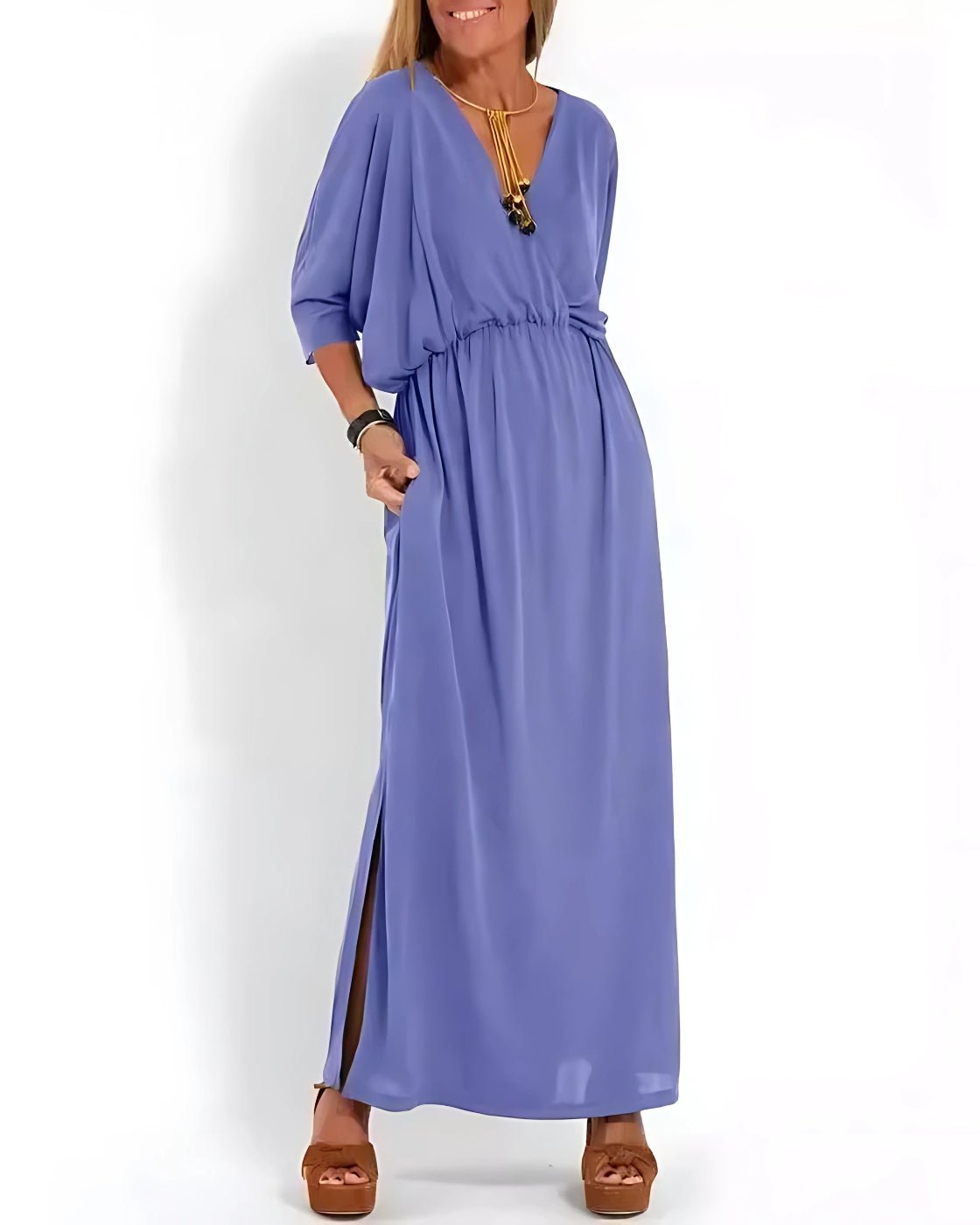 Vestido Ivy - Decote em V | Super Fresco e Solto - Vintage (Primavera 2025) - Modazzy