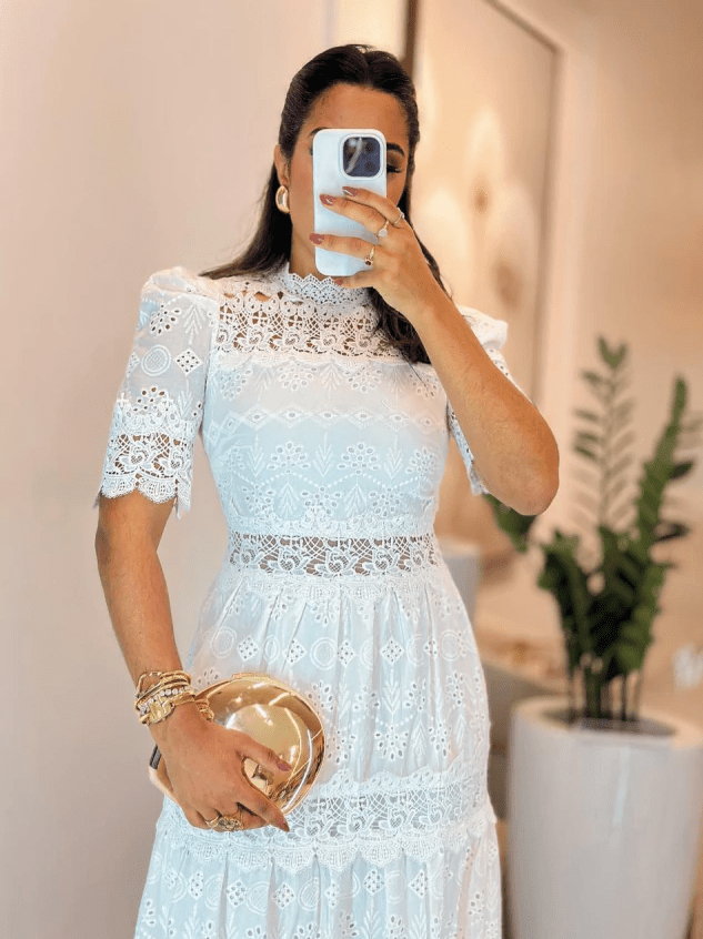 Vestido Laser com Guipir - Modazzy