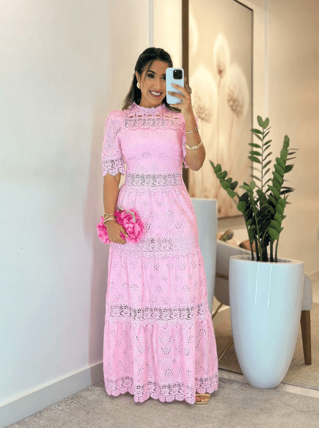 Vestido Laser com Guipir - Modazzy