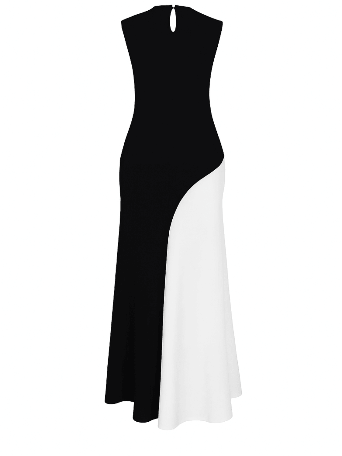 Vestido Longo Sem Mangas com Design Bicolor Diagonal Elegante - Alane - Modazzy