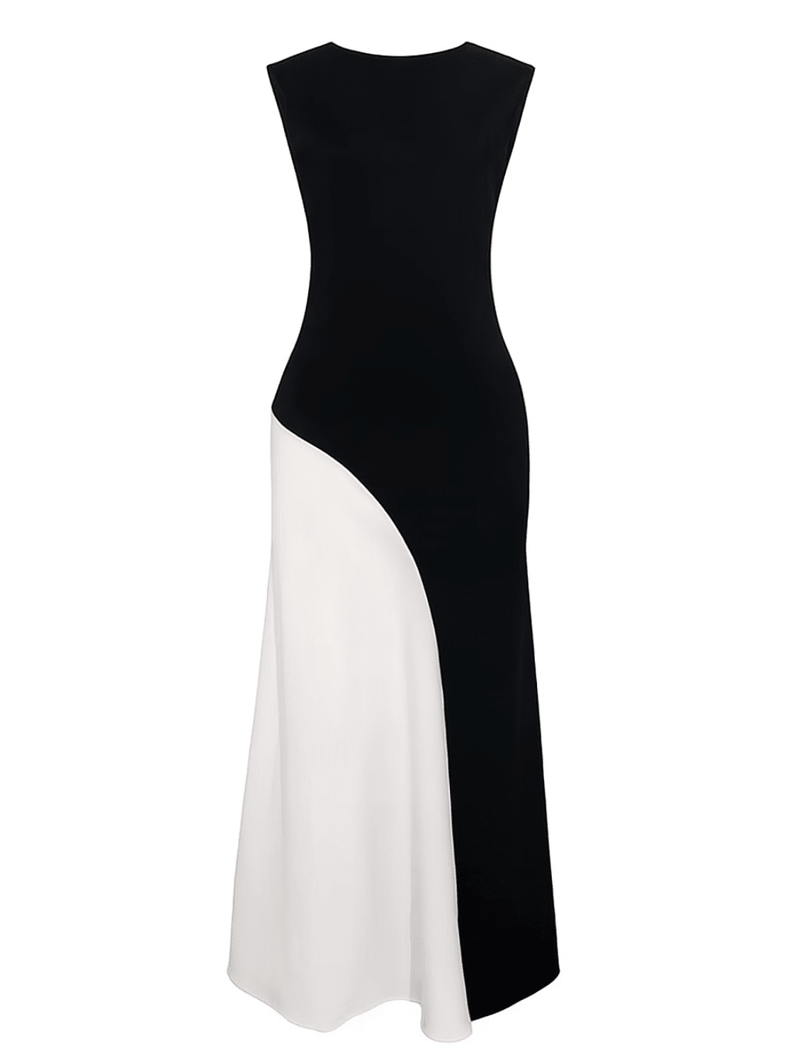 Vestido Longo Sem Mangas com Design Bicolor Diagonal Elegante - Alane - Modazzy